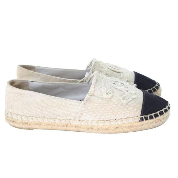 Chanel Espadrille 38 Cc Raw Canvas Woven Flats CC-0508N-0168 - Picture 6 of 11